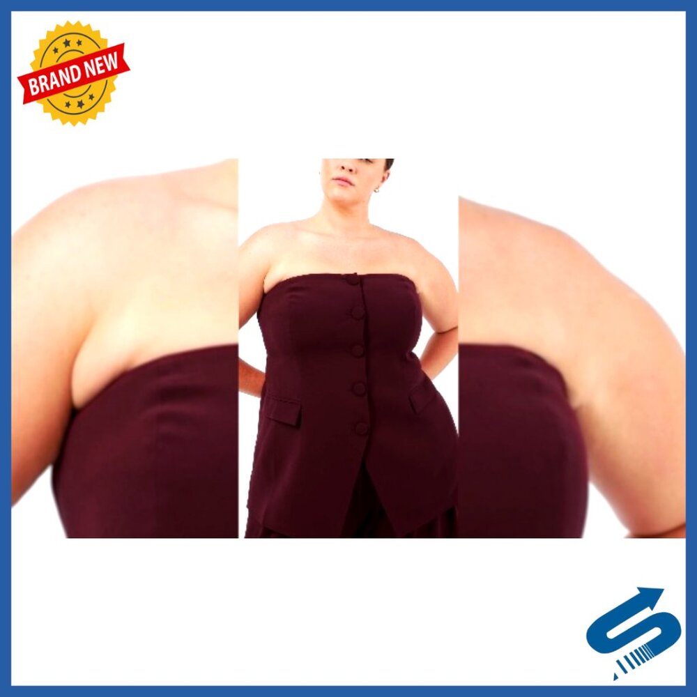 Plus Size Bustier With Button Front, Strapless, E… - image 7